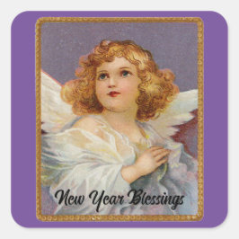 Adesivo Quadrado Angel New Year Sticker