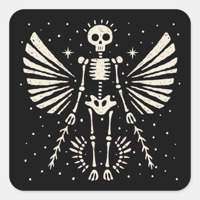 Adesivo Quadrado Angel Skeleton Gothic Natal (Frente)