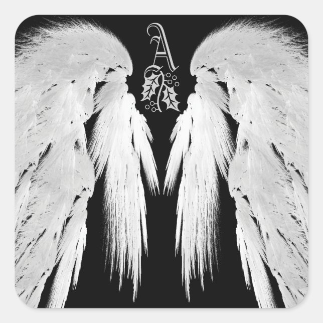 Adesivo Quadrado ANGEL WINGS Black HeavenHolly Monograma (Frente)