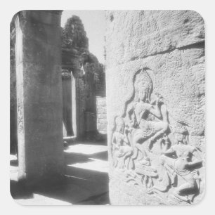Adesivo Quadrado Angkor Cambodja, Apsara Que Esconde O Bayon 2