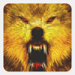Adesivo Quadrado Angry Wolf