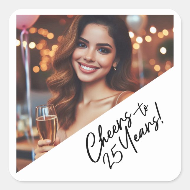 Adesivo Quadrado Anima-se a 25 anos de favores de Festa de aniversá (Frente)