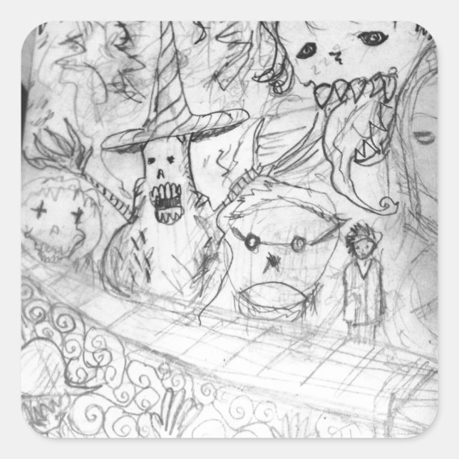 Adesivo Quadrado animação de manga de monstro do yaie (Frente)