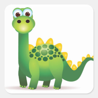 Adesivo Quadrado Animação verde de dinossauros