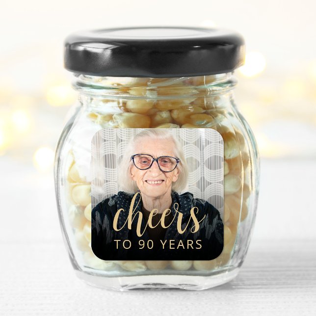 Adesivo Quadrado Animadores de Fotos da Festa de aniversário 90 (Criador carregado)