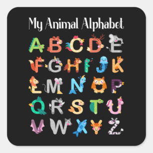 Adesivo Quadrado Animais Alphabet Aprendendo Animais ABC