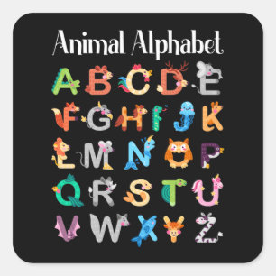 Adesivo Quadrado Animais Alphabet Aprendendo Animais ABC