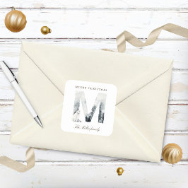 Adesivo Quadrado Animais da Floresta de Montanhas Nevadas Monograma