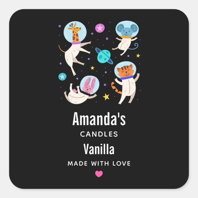 Adesivo Quadrado Animais de Astronauta Cachorro no Espaço (Frente)