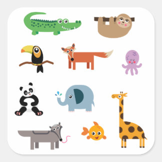 Adesivo Quadrado Animais De Corte - Animais Selvagens