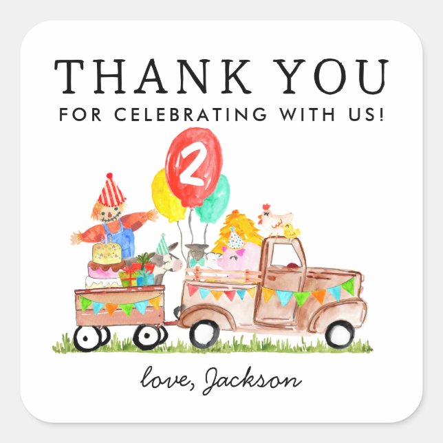 Adesivo Quadrado Animais de Festa Cachorros de Caminhão Crianças de (Frente)