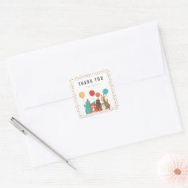 Adesivo Quadrado Animais de Festa e Pontos Personalizados de Aniver