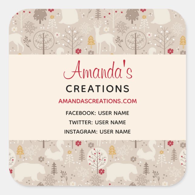 Adesivo Quadrado Animais de Floresta em Cuta Nórdica (Frente)