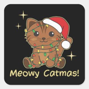 Adesivo Quadrado Animais de Natal Gatos Gatos Gatos Gatos Bons, Pra