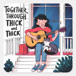 Adesivo Quadrado Animais e humanos amigos