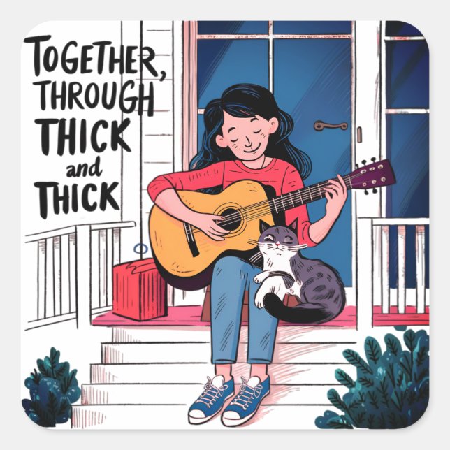 Adesivo Quadrado Animais e humanos amigos (Frente)