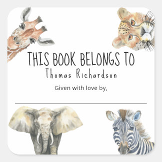 Adesivo Quadrado Animais Selvagens da Savana - Este livro pertence