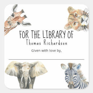 Adesivo Quadrado Animais Selvagens da Savana - Para a biblioteca de