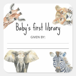 Adesivo Quadrado Animais Selvagens da Savana - Primeira biblioteca