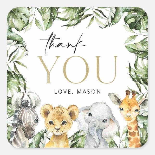 Adesivo Quadrado Animais Selvagens, Safari, Selvagem Um, Primeiro A (Frente)