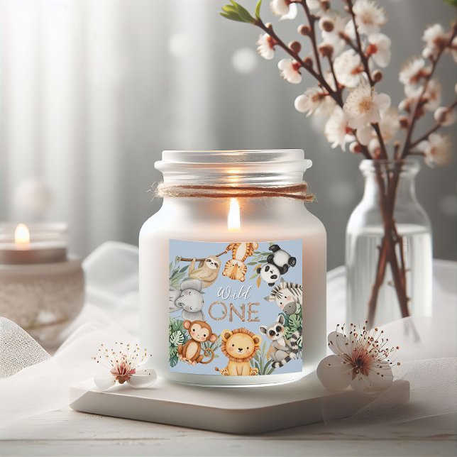 Adesivo Quadrado Animais Selvagens Tropicais de Pastel, Uma Selva S (Criador carregado)