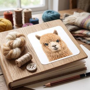 Adesivo Quadrado Animal Alpaca Fofinho Adorável