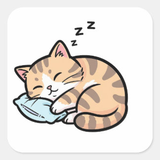 Adesivo Quadrado Animal Fofo Gato Kawaii