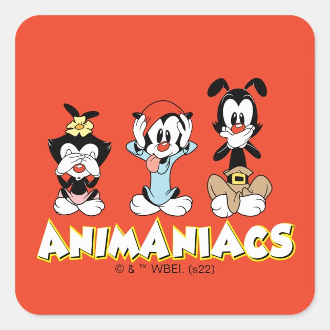 Adesivo Quadrado Animaniacs | Warner Siblings "No Evil" Graphic (Frente)