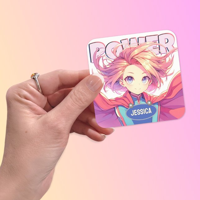 Adesivo Quadrado Anime Bonito (Criador carregado)