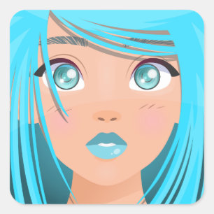ADESIVO QUADRADO ANIME CARTOON GIRL