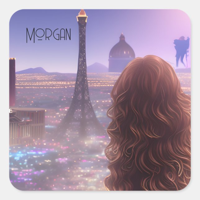 Adesivo Quadrado Anime City Day Dreaming Overlook Skyline (Frente)