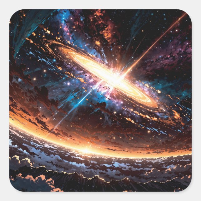 Adesivo Quadrado Anime cosmic event (Frente)