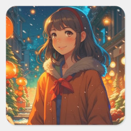 Adesivo Quadrado Anime de Natal Ani-Mantigante