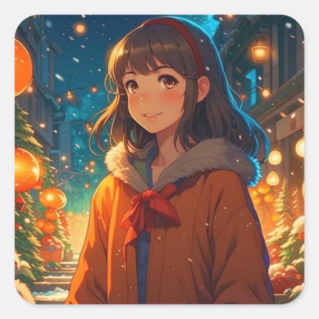 Adesivo Quadrado Anime de Natal Ani-Mantigante (Frente)