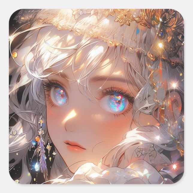 Adesivo Quadrado Anime Magical Girl Fantasy Art (Frente)