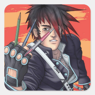 Adesivo Quadrado Anime Manga Artista