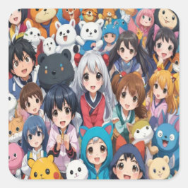 Adesivo Quadrado Anime manga pop amante cartoon amante pop amante