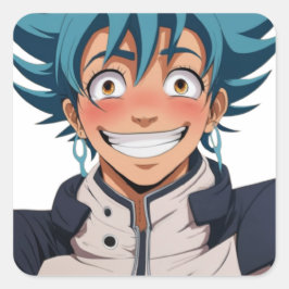 Adesivo Quadrado Anime manga pop arte amantes enfrentam risadas per