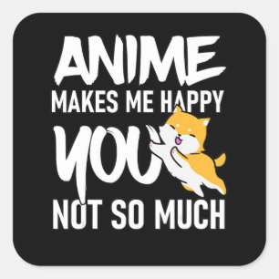 Adesivo Quadrado Anime Me Torna Feliz, Fofo Shiba Inu Anime