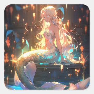 Adesivo Quadrado Anime Mermaid Girl Fantasy Art