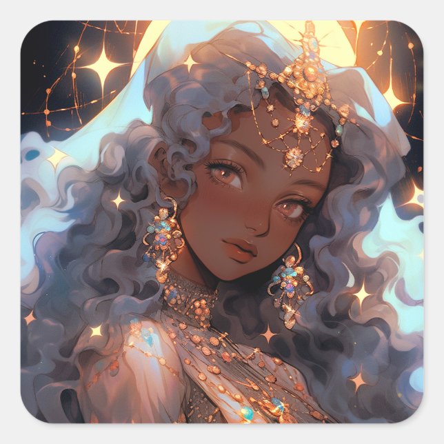 Adesivo Quadrado Anime Princess Fantasy Art (Frente)