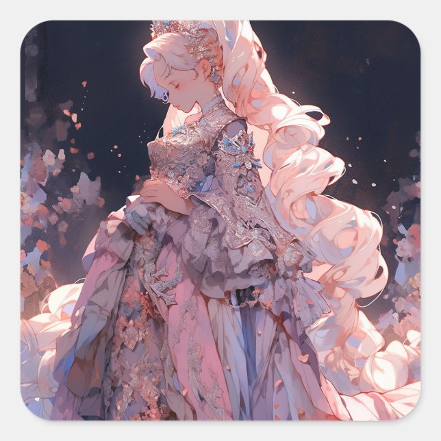 Adesivo Quadrado Anime Princess Fantasy Art (Frente)