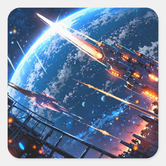 Adesivo Quadrado Anime space art (Frente)