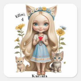 Adesivo Quadrado Animes Kittens Cats 4 Kamala doce Crianças Persona