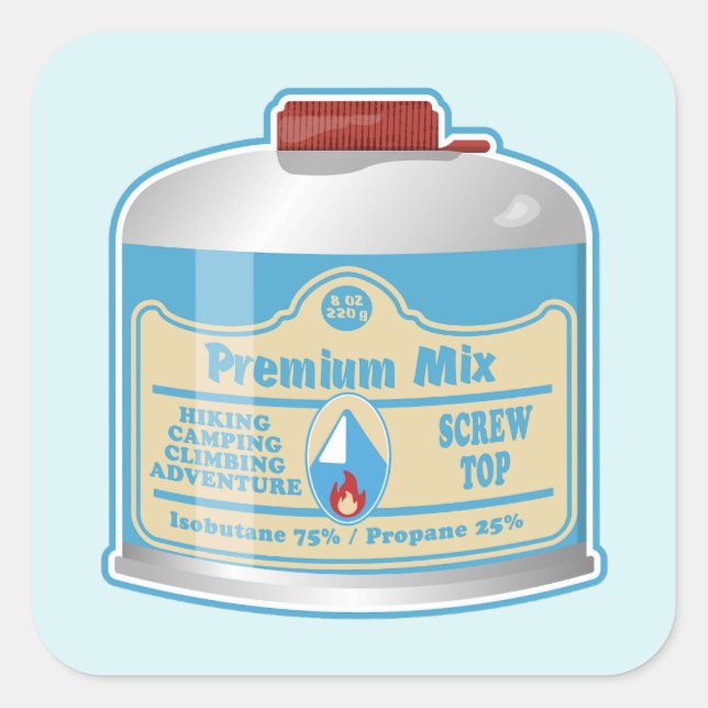 Adesivo Quadrado Anistia do combustível do fogão de acampamento, pr (Frente)