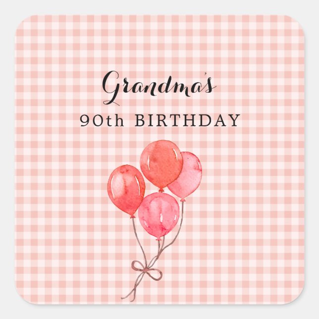 Adesivo Quadrado Aniversário 90 da vovó (Frente)