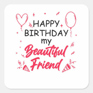 Adesivo Quadrado Aniversário Bonito de Amigos
