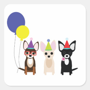 Adesivo Quadrado aniversário-chihuahuas-stelieandco