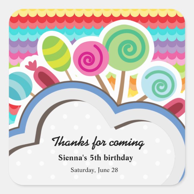 Adesivo Quadrado Aniversário Colorido (Frente)