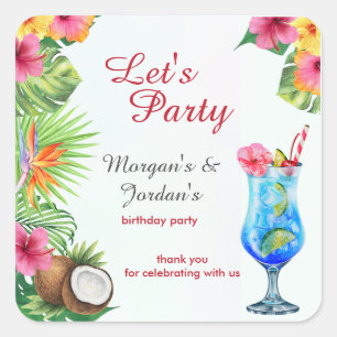Adesivo Quadrado Aniversário comum de amigos Casais de Verão Tropic